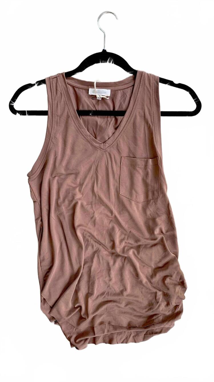 NEW ANOTHER LOVE women's esther breast pocket tank top in sable